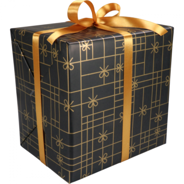 Cadeaupapier 50cm 200m 80gr Strikken zwart/goud 