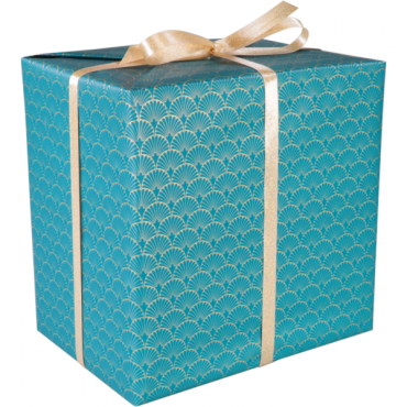 Cadeaupapier 50cm 100m 80gr/m  Waaier petrol goud