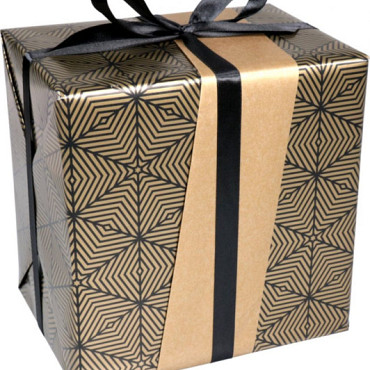 Cadeaupapier 30cm 100m 80gr/m Geo zwart goud