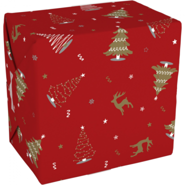 Cadeaupapier 30cm 200m 80gr/m Wonderful time rood goud