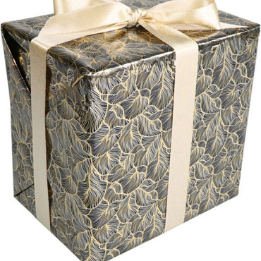 Cadeaupapier 30cm 200m 80gr/m Leaves zwart goud