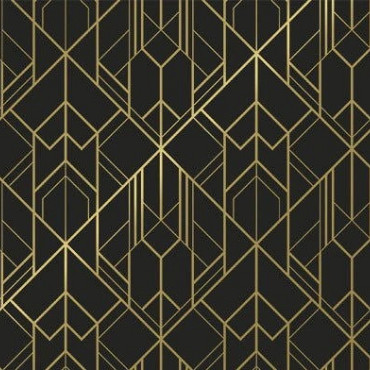 Cadeaupapier 30cm 100m 80gr/m Zwart met guden lijnenpatroon