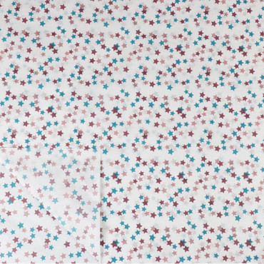 Zijdevloei papier 50x75cm 22gr 100 velgekleurde sterren