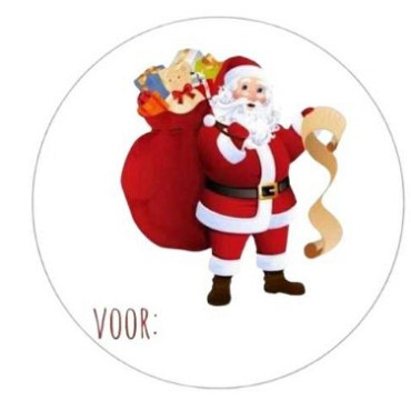 Etiket / Sticker Kerst; Kerstman met zak 250 stuks