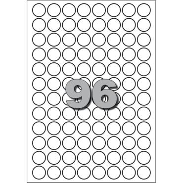 Etiket Avery A5 papier rond 15mm wit 1536 stuks 96 per vel
