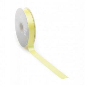 Satijnlint PREMIUM Double face 25mm x 25 meter licht geel
