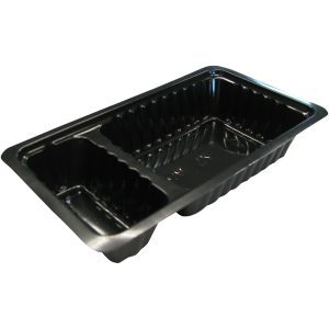 Bakje PS A9+1 203x95x36mm HOOG met sausvak 1000 stuks zwart