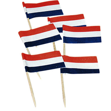 Cocktailprikker vlag wapper rood/wit/blauw 500 stuks
