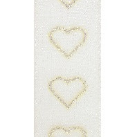 Lint valentijn glittering hearts goud 10m x 15mm