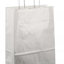 Papieren koordtas 22x10x31cm 50st zilver