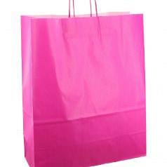 Papieren koordtas 32x12x41cm 50st fuchsia