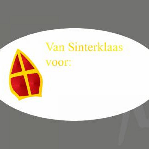 Etiket / Sticker Mijter 'Van Sinterklaas voor:' 500 stuks