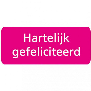 Etiket / Sticker Hartelijk gefeliciteerd fuchsia 500 stuks