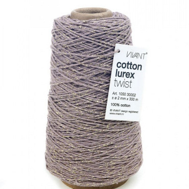 Cotton Cord Lurex Twist Katoen touw 300 meter Lavendel/Goud