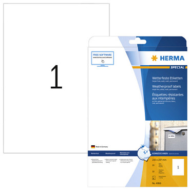 Etiket HERMA 4866 210x297mm weerbestendig wit 10stuks