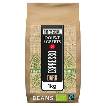 Koffie Douwe Egberts espresso bonen dark roast Organic & Fairtrade 1kg