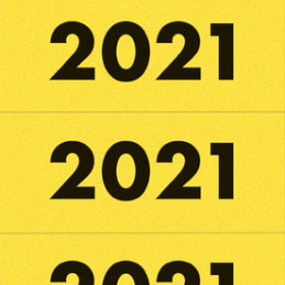 Rugetiket Leitz jaartal 2021 80mm geel