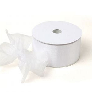 Organza lint 25mm x 25 meter wit