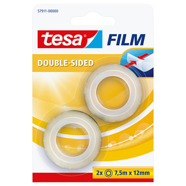 Tape tesafilm® dubbelzijdig 12mmx7,5m transparant 2 rollen