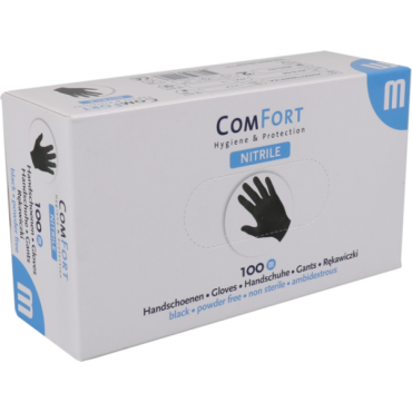 Handschoen nitril en poedervrij ZWART 100 stuks Medium 4 gram