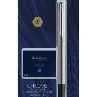 Vulpen Waterman Allure chrome fijn + inktpatronen blauw