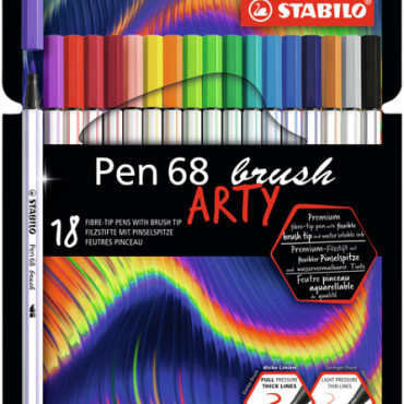 Brushstift STABILO Pen 568/18 Arty assorti etui à 18 stuks
