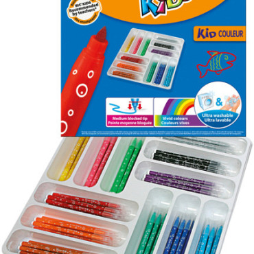 Kleurstiften BicKids couleur medium assorti schoolbox à 144 stuks