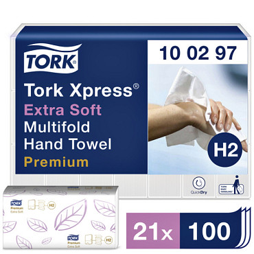 Handdoek Tork Xpress H2 multifold en 2-laags wit 100297
