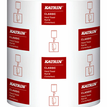 Handdoekrol Katrin centerfeed 1-laags wit medium 300mx205mm