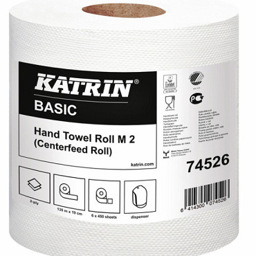 Handdoekrol Katrin centerfeed 2-laags wit medium 150mx178mm