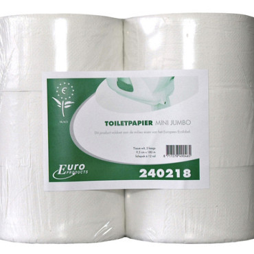 Toiletpapier Euro Products Q5 jumbo klein recycled 2-laags 180m wit 240218