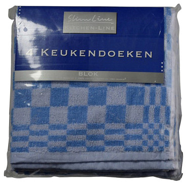Keukendoek Felicia katoen blauw/wit 50x50cm 4 stuks