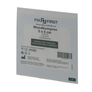 Gaascompressen FixFirst steriel 5x5cm