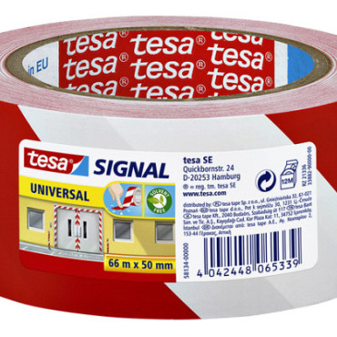 Waarschuwings- en markeringstape tesa® Signal Universal 66mx50mm rood/wit