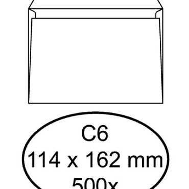 Envelop Hermes bank C6 114x162mm zelfklevend wit doos à 500 stuks