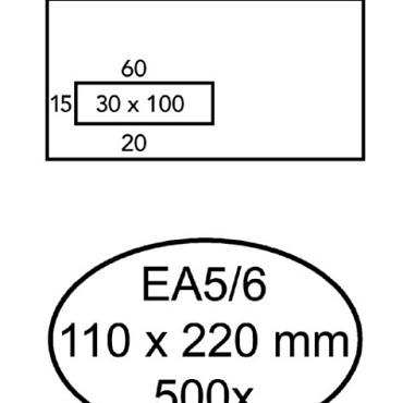 Envelop Hermes EA5/6 110x220mm venster 3x10links zelfklevend 500 stuks