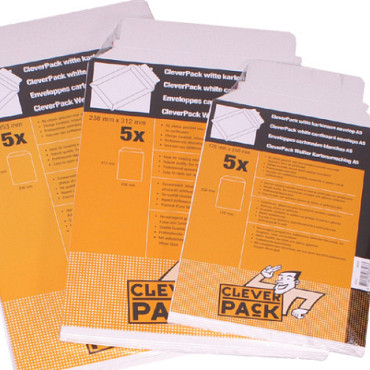 Envelop CleverPack karton A5 176x250mm wit pak à 5 stuks