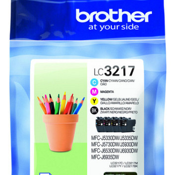 Inktcartridge Brother LC-3217 zwart + 3 kleuren