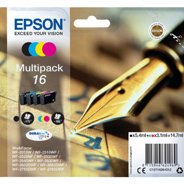 Inktcartridge Epson 16 T1626 zwart + 3 kleuren