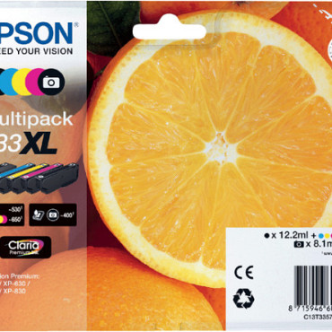 Inktcartridge Epson 33XL T3357 2x zwart + 3 kleuren