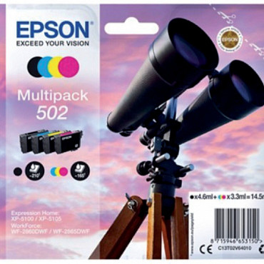 Inktcartridge Epson 502 T02V6 zwart + 3 kleuren