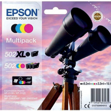 Inktcartridge Epson 502XL 502 T02W9 zwart + 3 kleuren