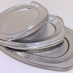 Schaal aluminium ovaal 35cm 10 stuks