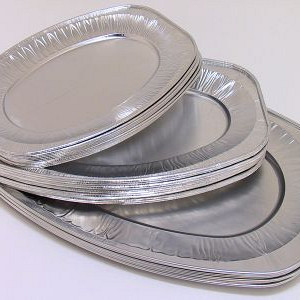 Schaal aluminium ovaal 35cm 10 stuks