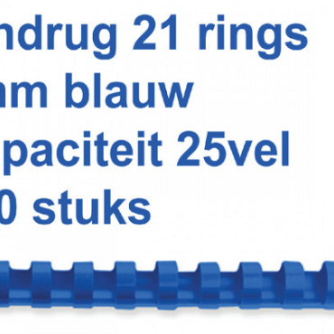 Bindrug GBC 6mm 21rings A4 blauw 100stuks