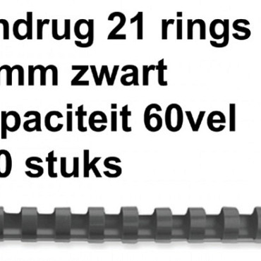 Bindrug GBC 10mm 21rings A4 zwart 100stuks