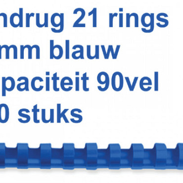 Bindrug GBC 12mm 21rings A4 blauw 100stuks