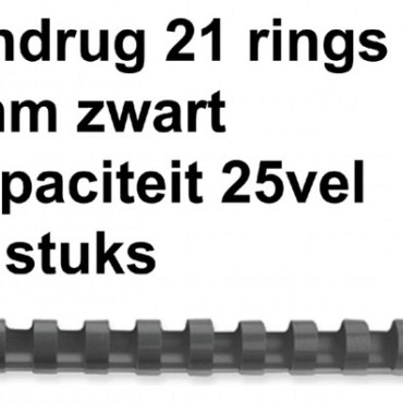 Bindrug Fellowes 6mm 21rings A4 zwart 25stuks