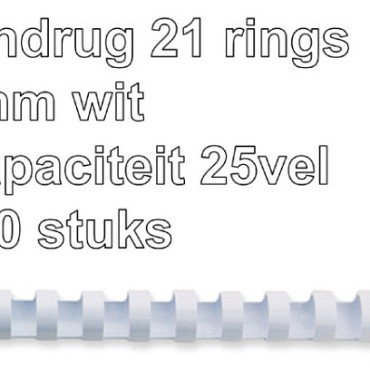 Bindrug GBC 6mm 21-rings A4 wit 100 stuks