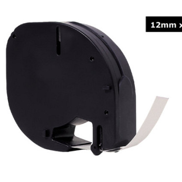 Labeltape Quantore 91201 12mmx4m kunststof zwart op wit